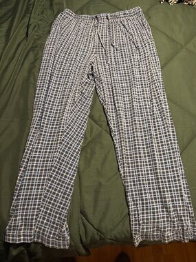 Hanes Blue Plaid Drawstring Lounge Pants